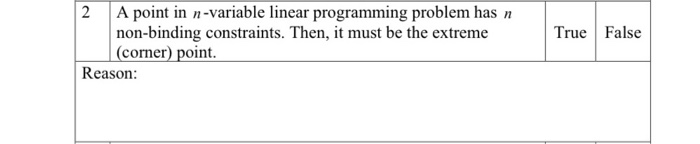 2 A point in n-variable linear programming