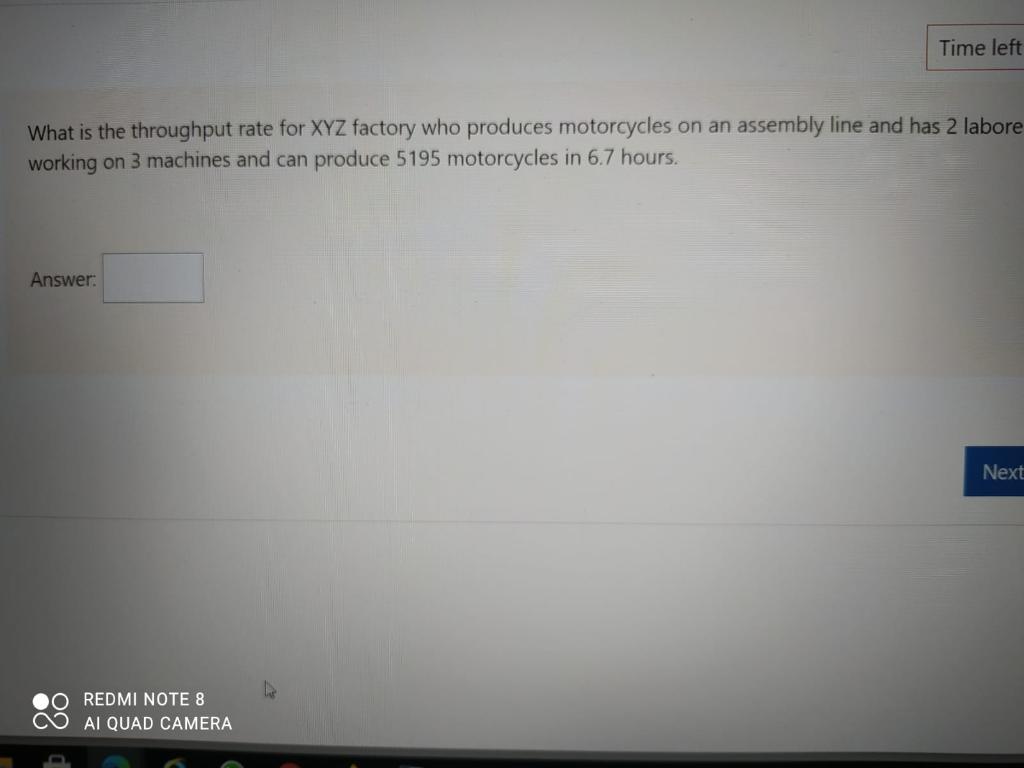 Time left What is the throughput rate for XYZ