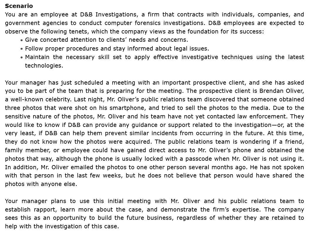 Please help me with assignment ASAP Scenario You