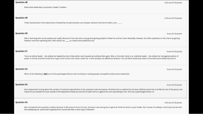 bcom 4300 Guestion 48 3.31 out of 3.33 point