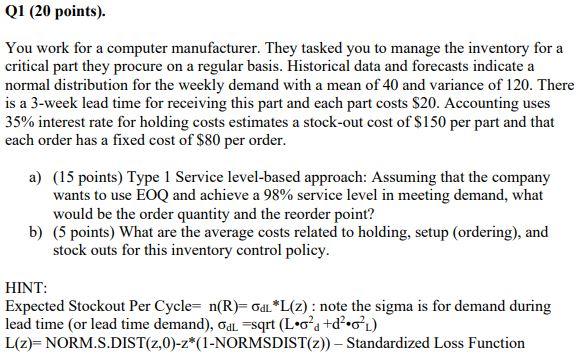 Reference to this Question Q2 (20 points). Redo