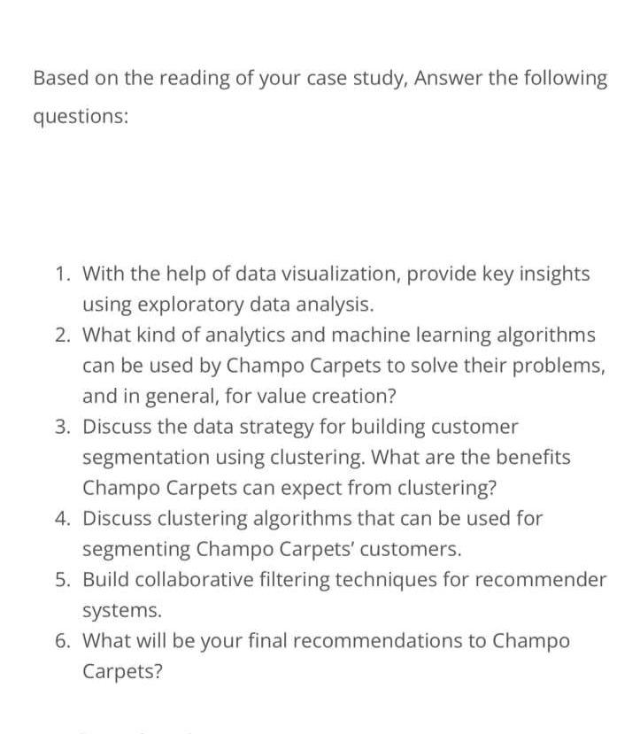 Based on the reading of your case study, Answer