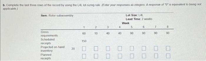 b. Complete the last three rows of the record by