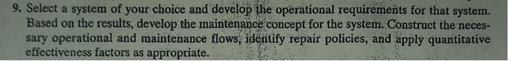 9. Select a system of your choice and develop the