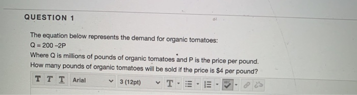 QUESTION 1 The equation below represents the