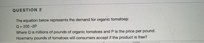 QUESTION 1 The equation below represents the
