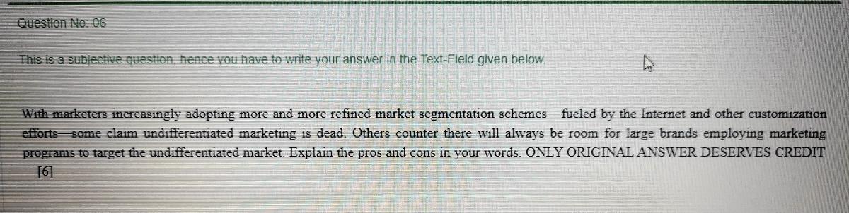 Question No: 06 This is a subjective question,