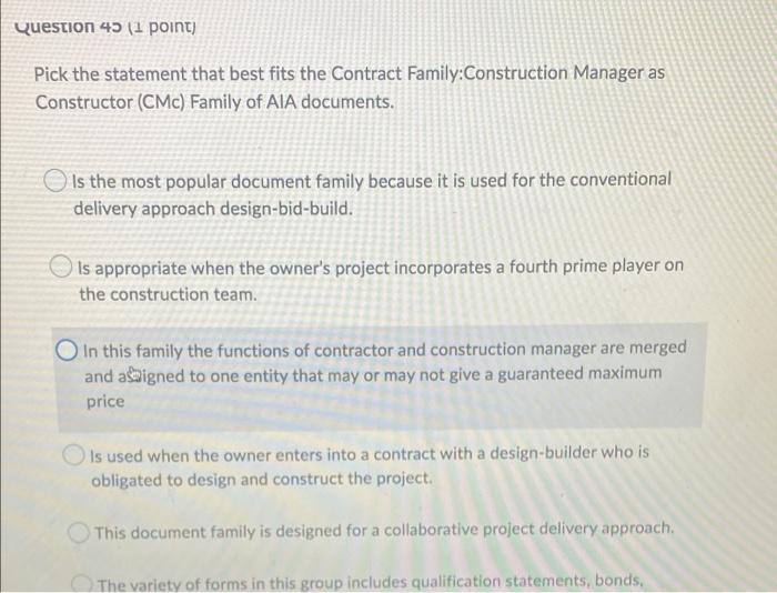 Question 5 (int) Pick the statement that best