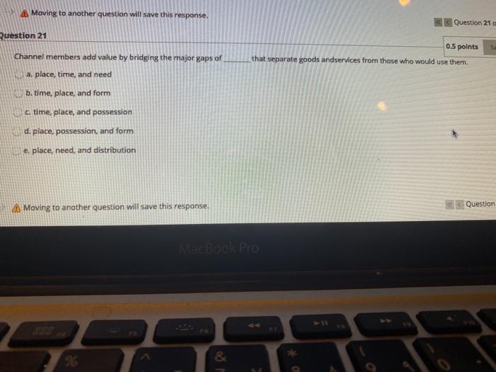 Moving to another question will save this