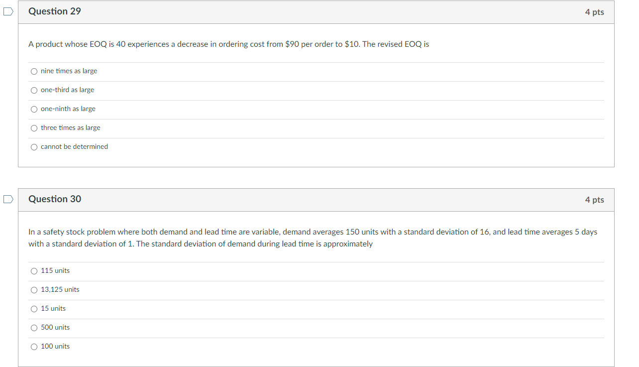 Show solution if possible! D Question 29 A