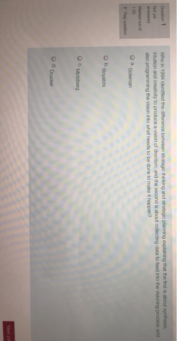 Question 1 Not yet Who in 1994 identified the