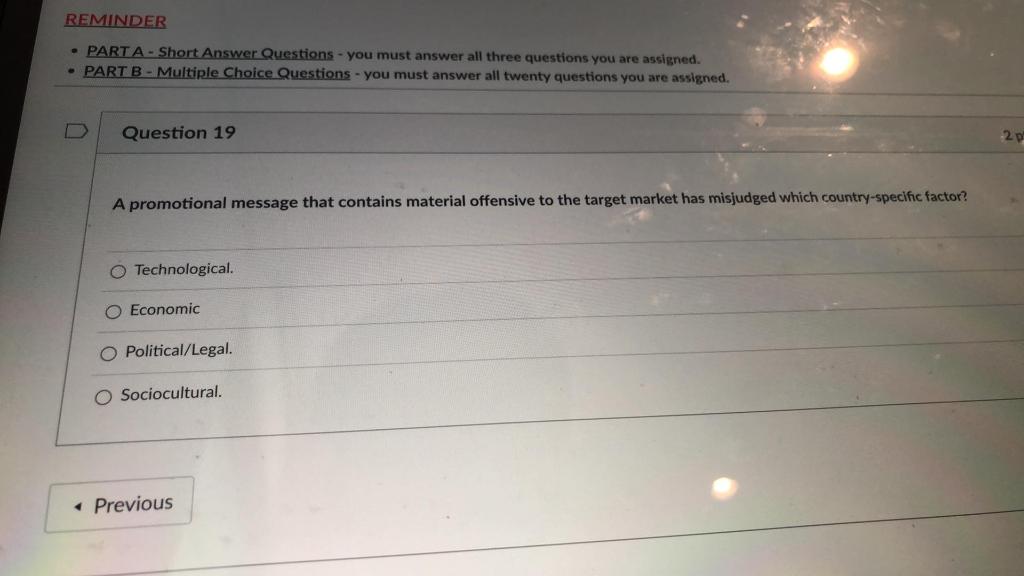 REMINDER - PART A - Short Answer Questions - you