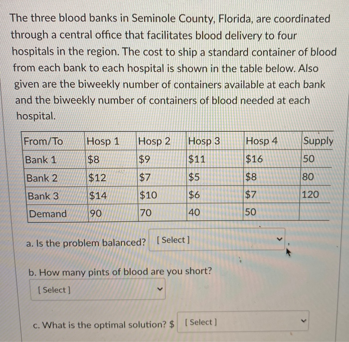 The three blood banks in Seminole County,
