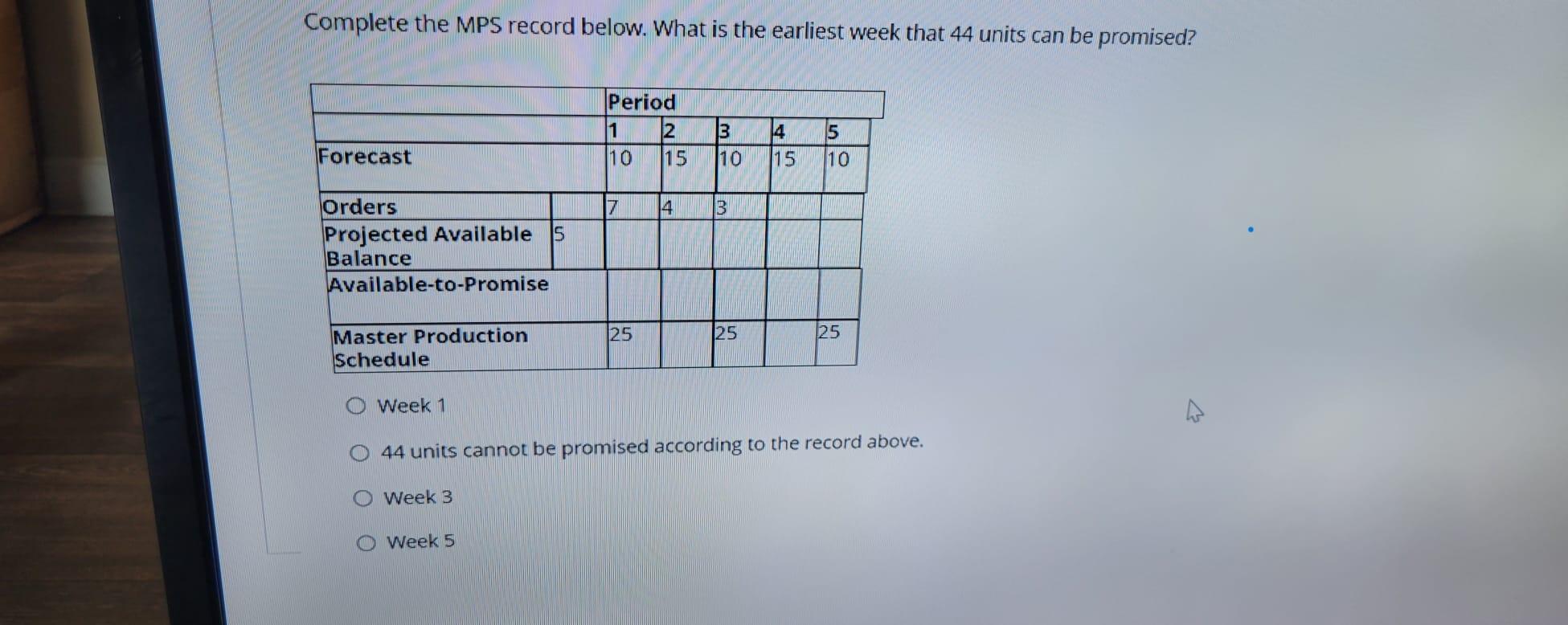 Complete the MPS record below. What is the
