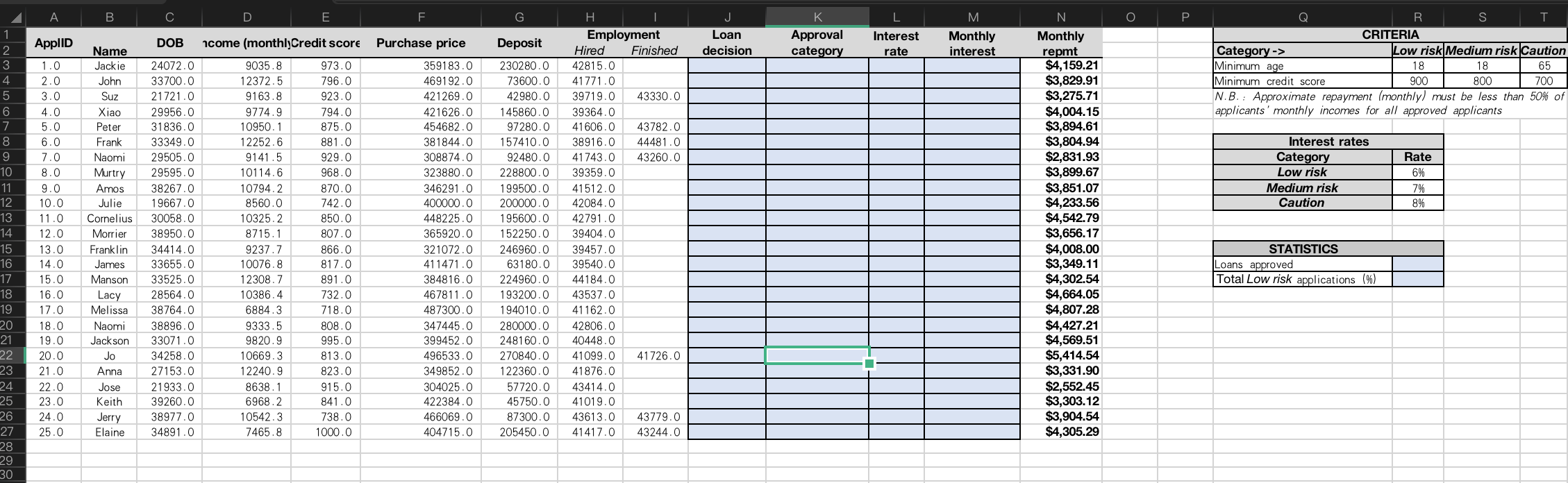 Cells Q1 K3:27 (5 marks) Task/problem Example