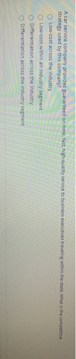 A car service company provides guaranteed