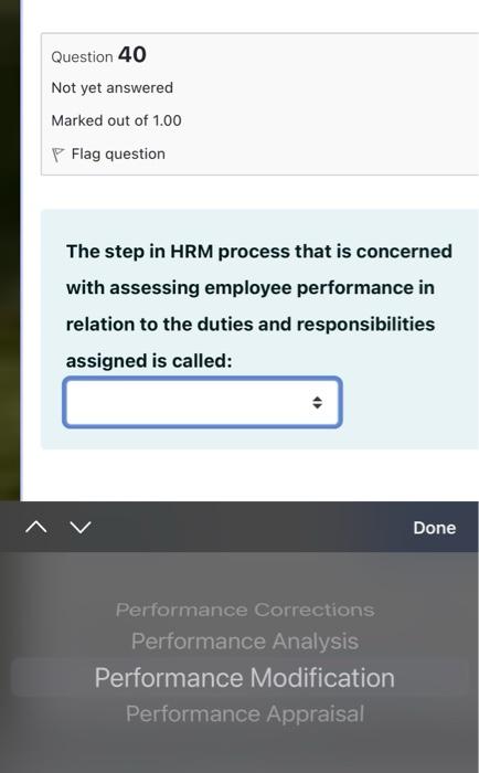 Question 40 Not yet answered Marked out of 1.00 P