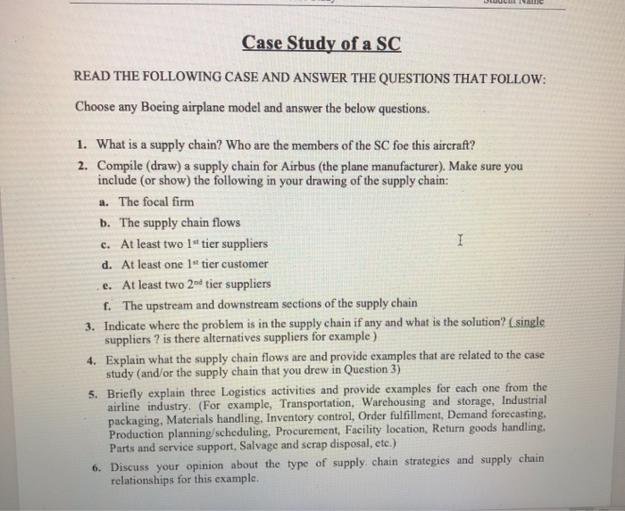LIN Case Study of a SC READ THE FOLLOWING CASE