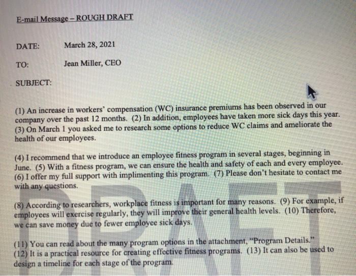 E-mail Message - ROUGH DRAFT DATE: March 28, 2021