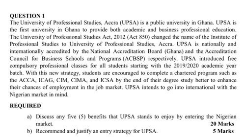 QUESTION 1 The University of Professional