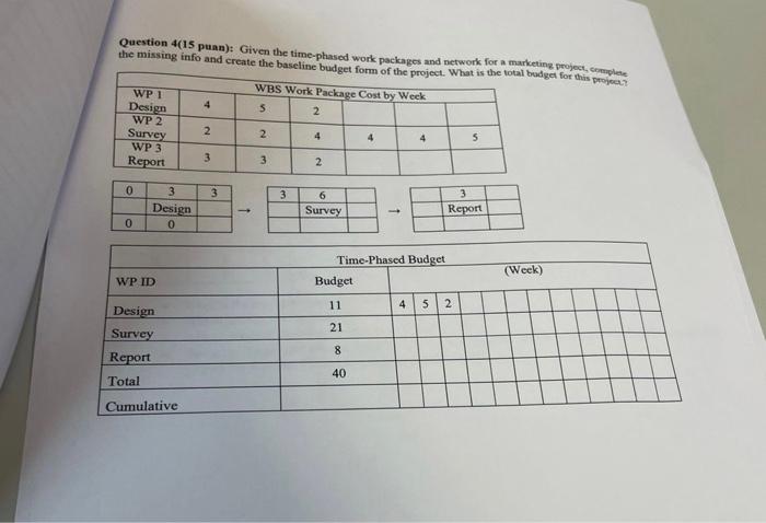 business project management Question 4(15 puan):