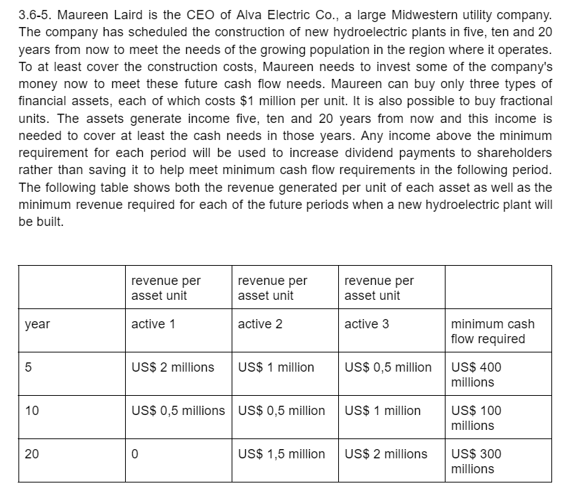 3.6-5. Maureen Laird is the CEO of Alva Electric
