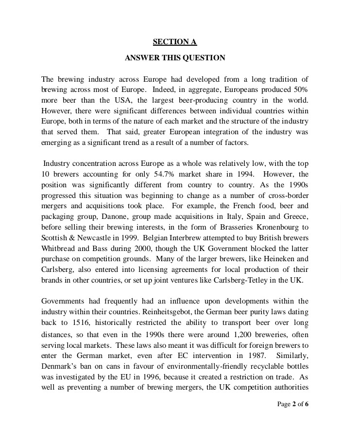SECTION A ANSWER THIS QUESTION The brewing