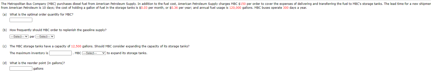 The Metropolitan Bus Company (MBC) purchases