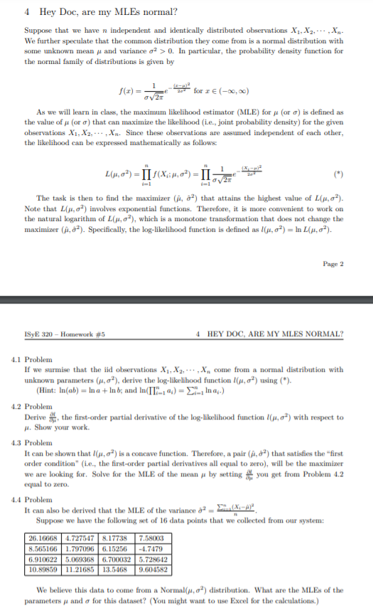 4 Hey Doc, are my MLEs normal? Suppose that we