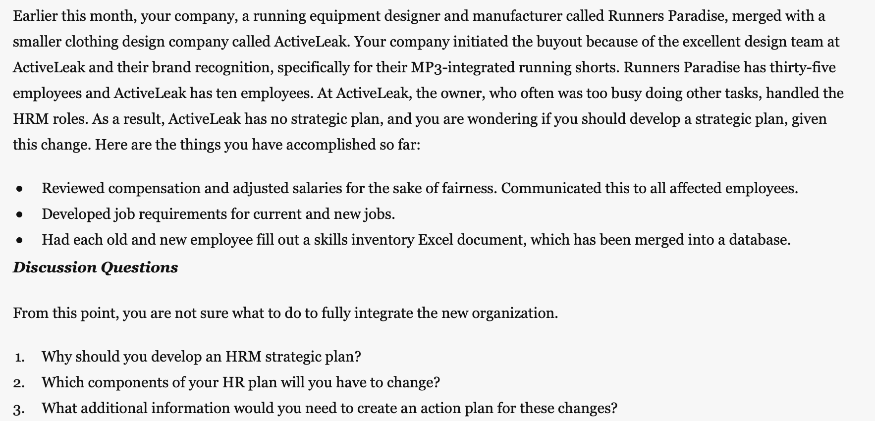 Earlier this month, your company, a running