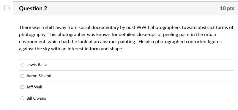 Question 2 10 pts There was a shift away from