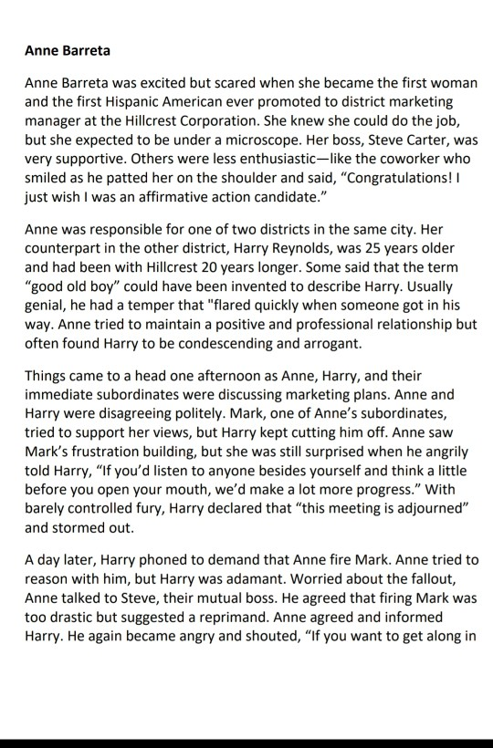 Read the Anne Barreta Case Study (located in the