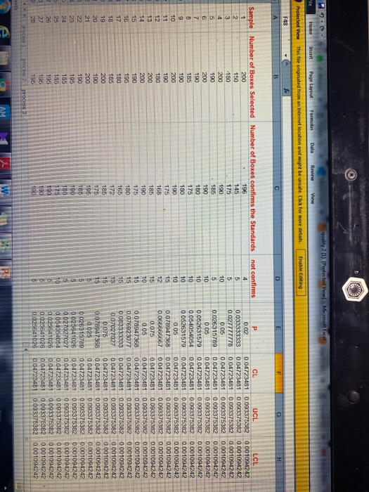 write which control chart you have selected and