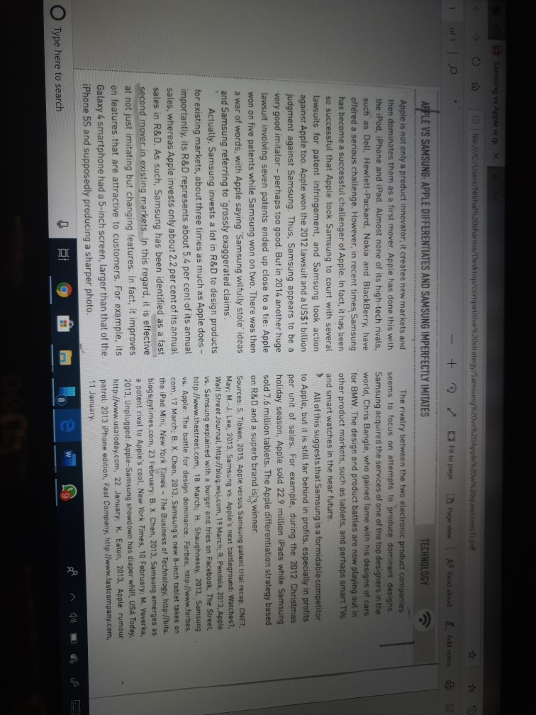 Q2. Using Apple, demonstrate how the