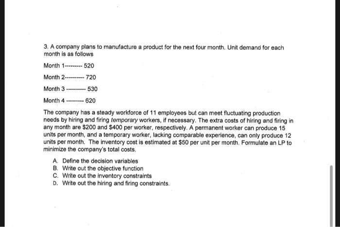 operations research question. please do by hand