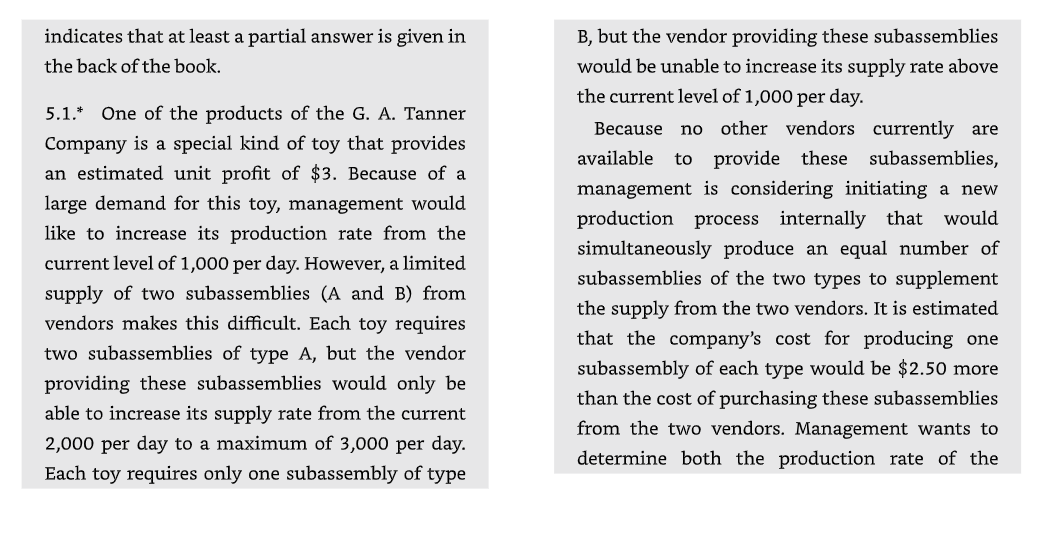 I need help to build a simple linear programming