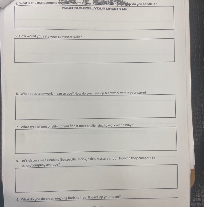 These are interview question for a Retail