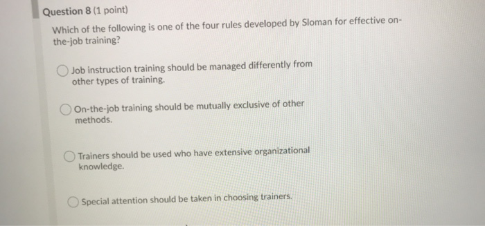 Question 7 (1 point) What could be the rationale