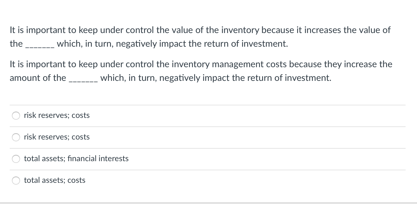 It is important to keep under control the value