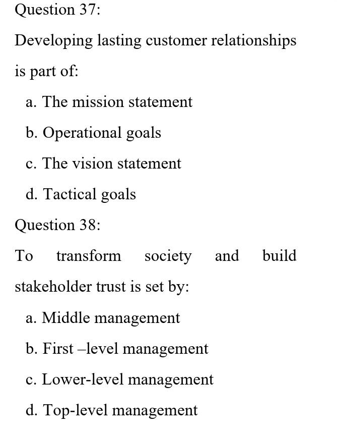 Question 39: Which manager is responsible for the