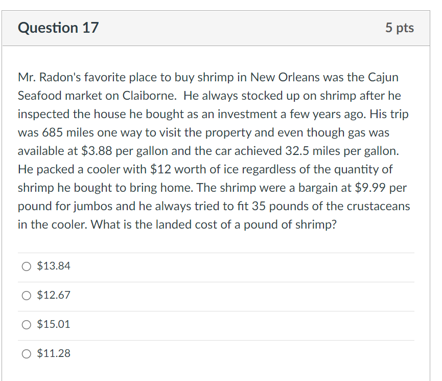 Mr. Radon's favorite place to buy shrimp in New