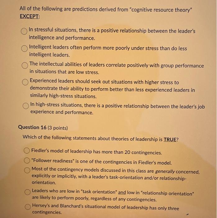 All of the following are predictions derived from