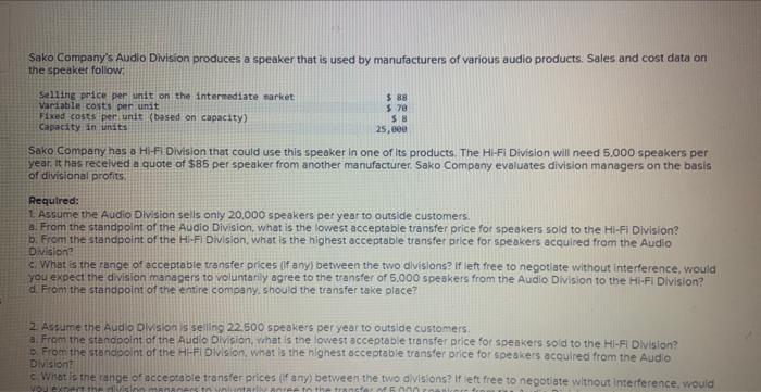 Sako Company's Audio Division produces a speaker