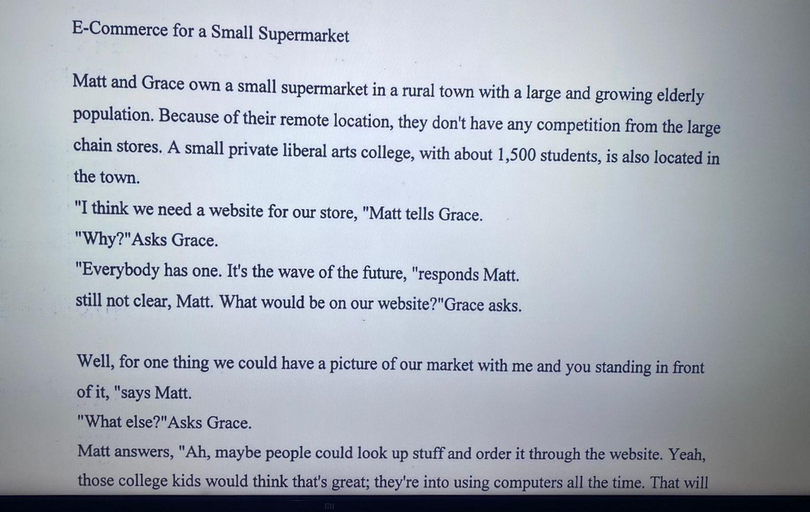 please answer urgent.. E-Commerce for a Small