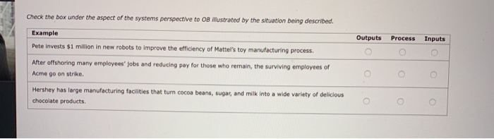 Check the box under the aspect of the systems