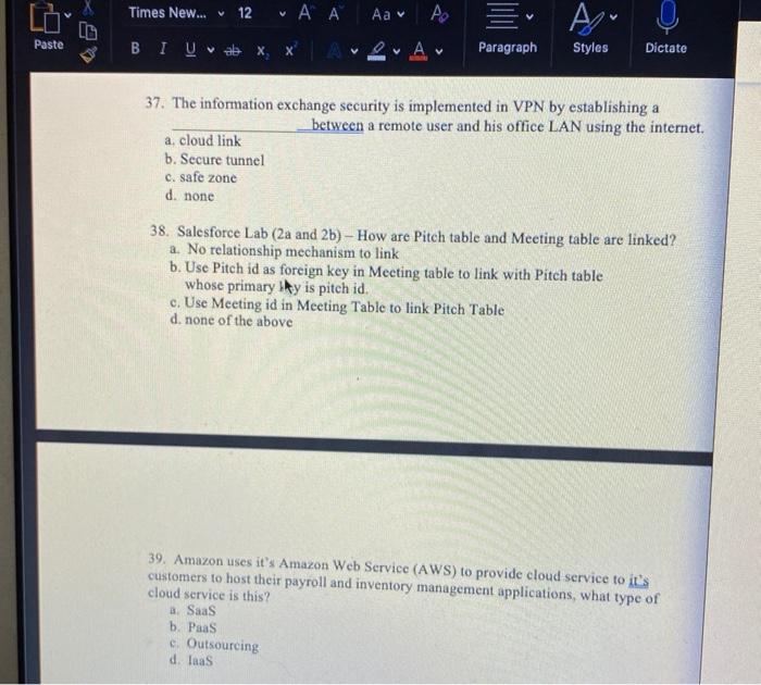 Aa v A Times New... 12 B TV ab x x Au Paste Pr Av