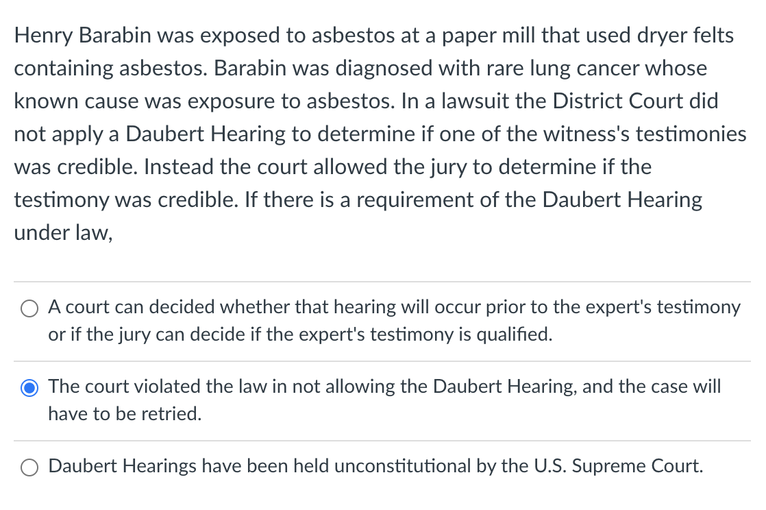 Henry Barabin was exposed to asbestos at a paper