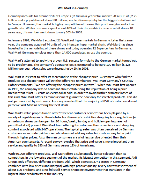 Wal-Mart in Germany Germany accounts for around