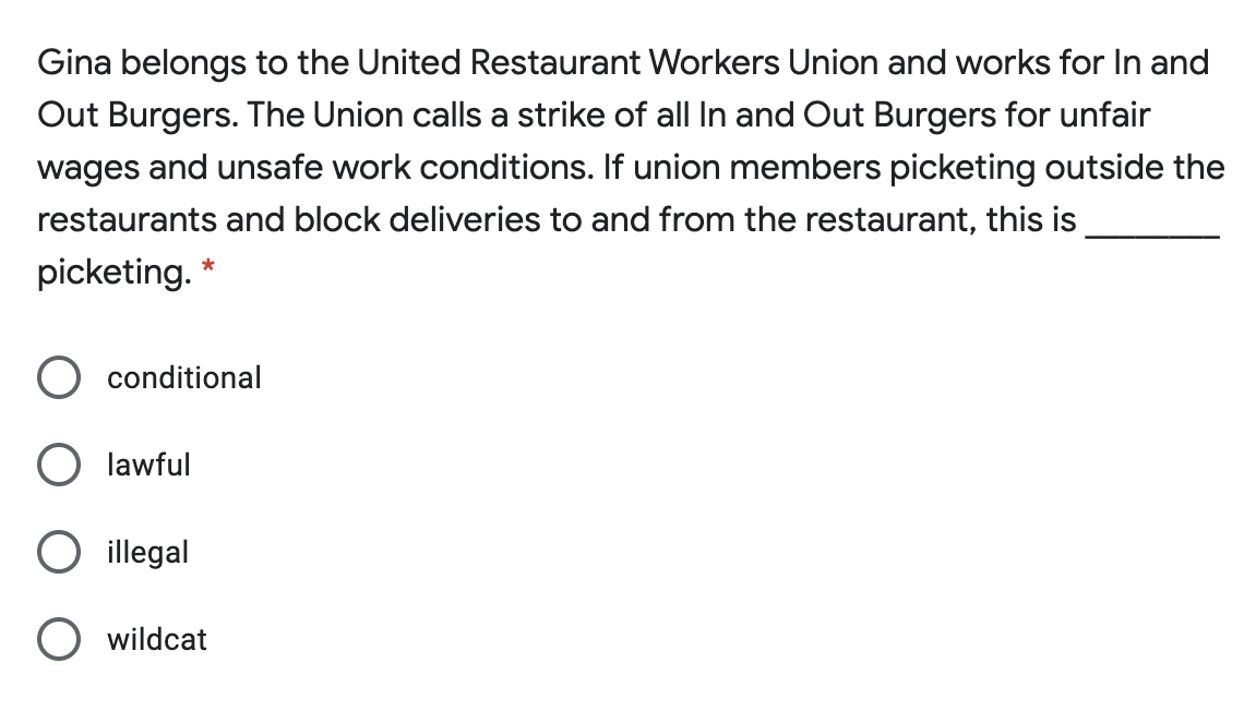 Gina belongs to the United Restaurant Workers