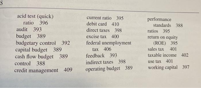 use some of the terms provided ime aer d y d